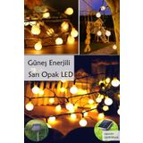 Lucente Leddükkanı 50 Led 7 Metre Sarı Opak Solar Led Işık Güneş Enerjili Bahçe Teras Balkon Ağaç Lambası Aydınlatması