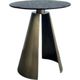 Lucenti Design Herse Sarı Eskitme Metal Ayak Bronz Cam Yan Sehpa - Standart