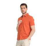 Lucero Erkek Turuncu%100 Pamuk Çekmeyen Slim Fit İnce Polo Yaka Spor Gömlek Turuncu M
