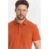 Luceroo Erkek Turuncu%100 Pamuk Çekmeyen Kumaş Slim Fit Dar Kesim Polo Yaka Tişört Turuncu L