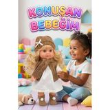 Lucia Girl Konuşan 35 Cm - Etkileşimli Kolları Bacakları Ve Kafası Et Kutulu Atkılı Oyuncak Bebek