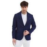 Luciano Erkek Açık Lacivert Poliviskon Kumaşlı SlimFit Kendinden Mendilli MonoYaka Spor Blazer Ceket Açık Lacivert 52