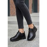Lucid Kadın Siyah Slip-on Sneaker Kalın Taban Bağcıksız Günlük Spor Ayakkabı Hakiki Deri