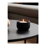 Lucien Vela Homeart Modern Oluklu Tasarım Siyah Mumlamlık – Dekoratif Tealight Mumluk + 2 Adet Mum Hediye