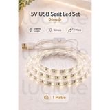 luciole 1 Metre 5V USB Günışığı Şerit LED Aç Kapa Anahtarlı Mutfak TV Masa Dolap Altı Işık
