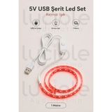 Luciole 1 Metre 5V USB Kırmızı Şerit LED Aç Kapa Anahtarlı Tv Masa Araç Dekoratif LED Işık
