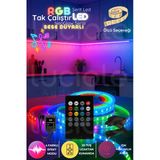 luciole 1 Metre NeoGlow Serisi RGB LED Şerit – 20 Tuşlu Ses Kontrollü Tak Çalıştır Işık Bandı 60 Çipli