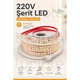 Luciole 13 Metre 220V Günışığı Şerit LED Hazır Fişli Tak Çalıştır Silikonlu Yapışkanlı - Naturel Günışığı
