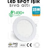 Luciole 15W Slim LED Spot – Beyaz Işık, 1490 Lümen, Beyaz Kasa, 18.8 Cm, 220V, 15000 Saat Ömür - 00 Beyaz