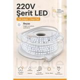 Luciole 17 Metre 220V Beyaz Şerit LED Hazır Fişli Tak Çalıştır Silikonlu Yapışkanlı