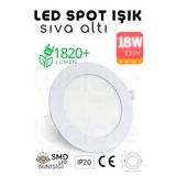 Luciole 18W Slim Led Spot – 3200K Günışığı Işık, 1820 Lümen, Beyaz Kasa, 22 Cm, 220V, 15000 Saat Ömür