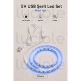 Luciole 2 Metre 5V USB Mavi Şerit LED Anahtarlı Gaming Masa Tv Arkası Powerbank Dekoratif Aydınlatma