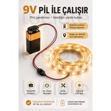 luciole 2 Metre Günışığı 9V Pilli Anahtarlı Şerit LED Set Pil Dahil Prizsiz Yapışkanlı Raf Dolap Işığı