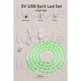 Luciole 3 Metre 5V USB Yeşil Şerit LED Aç Kapa Anahtarlı Gaming Tv Masa Raf Powerbank Dekoratif Işık