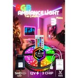 Luciole 3 Mt Şerit Led Animasyonlu Tak Çalıştır Kumandalı Rgb Işık Duvar Aydınlatma Ambiyans Lambader