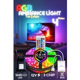 luciole 4 Metre Tv Arkası 16 Renkli Tak Çalıştır Yatak Odası Mutfak Bilgisayar Rgb Led Lambader Animasyon