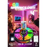 Luciole 4 Mt Şerit Led Animasyonlu Tak Çalıştır Kumandalı Rgb Işık Duvar Aydınlatma Ambiyans Lambader