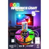 luciole 5 Metre Tv Arkası 16 Renkli Tak Çalıştır Yatak Odası Mutfak Bilgisayar Rgb Led Lambader Animasyon