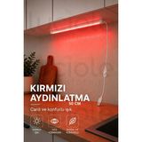 Luciole 50 cm Kırmızı LED Işık USB Anahtarlı Dekoratif Gaming Masa Vitrin Raf Yapışkanlı Aydınlatma Barı - Kırmızı-50CM