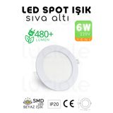 luciole 6W Slim LED Spot – Beyaz Işık, 490 Lümen, Beyaz Kasa, 11.8 cm, 220V, 15000 Saat Ömür