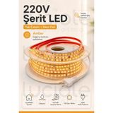 Luciole 7 Metre 220V Amber Şerit LED Hazır Fişli Tak Çalıştır Silikonlu Yapışkanlı Dış Mekan