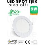 Luciole 9W Slim LED Spot – Beyaz Işık, 820 Lümen, Beyaz Kasa, 14.5 Cm, 220V, 15000 Saat Ömür - 00 Beyaz