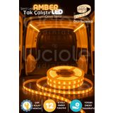 luciole LumiDrive 1m Amber 12V Şerit LED – Araç İçi Sıcak Turuncu Işık, Kesilebilir, Yapışkanlı, Kablolu