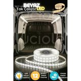 luciole LumiDrive 3m Beyaz 12V Araç LED Şerit – 180 Çipli, Montaj Hazır, Kesilebilir, Çıplak Kablolu