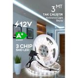 Luciole Şerit Led 3 Metre Beyaz 3 Çipli Aydınlatma Mutfak Salon Yatak Odası Led Işık