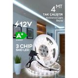 luciole Şerit Led 4 Metre Beyaz 3 Çipli Aydınlatma Mutfak Salon Yatak Odası Led Işık