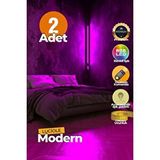 Luciole Uzaktan Kumandalı Led Abajur 2 Adet Yatak Üstü, Tv Yanı ,oturma Odası - Rgb Çok Renkli Anek2 Beyaz