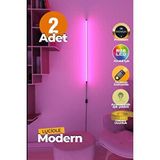 Luciole Uzaktan Kumandalı Led Lambader 2 Adet Yatak Üstü, Tv Yanı ,oturma Odası - Rgb Çok Renkli Akn3 Beyaz