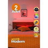 Luciole Uzaktan Kumandalı Led Lambader 2 Adet Yatak Üstü, Tv Yanı ,oturma Odası - Rgb Çok Renkli Luciy3 Beyaz