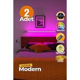 Luciole Uzaktan Kumandalı Led Lambader 2 Adet Yatak Üstü, Tv Yanı ,oturma Odası - Rgb Çok Renkli Luciy4 Beyaz