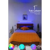 Luciole Yatak Tv Üstü Led Abajur Işık Uzaktan Kumandalı 16 Renk 4 Animasyon Yapışkanlı Bed.lightma