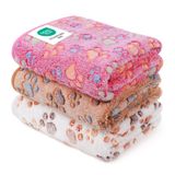 luciphia 1 Paket 3 Battaniye Süper Yumuşak Kabarık Birinci Sınıf Polar Evcil Hayvan Battaniyesi Flanel Köpek Yavrusu Kedi Pençesi için Örtü Kahverengi/Pembe/Beyaz Küçük (23x16 inç)