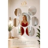 Lucit Art 10 Adet | Dekoratif Yuvarlak Gümüş Pleksi Ayna - 10X10, 15X15, 20X20, 25X25, 30X30, 35X35, 40X40 cm Kendinden Yapışkanlı | Duvar Dekorasyonu Pleksi Ayna | Oval Form Pleksi Ayna Gümüş Renk - 40 x 40