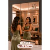 LucitART 10 adet 20cm X 20cm Gold Rose Pleksi Duvar Aynası, Duvar Süsü (1mm, Kendinden Yapışkanlı) Duvar Dekorasyon Ürünü