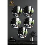 LucitART 5 Adet 20x20 Cm Yuvarlak Gümüş Ayna Pleksi | Dekoratif Hafif Pleksi Ayna | Modern Duvar Dekoru | Oval Form Pleksi Ayna Gümüş Renk Modern Ev Dekorasyonu