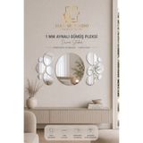 LucitART Lunar Cycle Gümüş Ayna Seti - Ayın Halleri Temalı 1mm Pleksi - Modern Salon, Antre ve Mutfak Duvar Dekoru (60x27 cm)