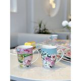 Lucky Art Peony Bone 2li Kupa Seti 350CC Lyba 064 - Beyaz - Açık Pembe