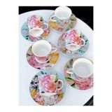 Lucky Art Peony Desenli 6'lı Bone China Porselen Çay Fincanı Seti 220 ml