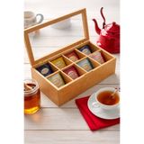 LUCKY CLOVER 8 Bölmeli Bambu Poşet Çay Kutusu Bambu Organizer Kutu Takı Aksesuar Kutusu 30X20X7CM.