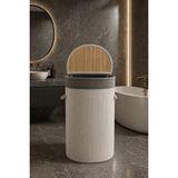 Lucky Clover Lüks Bambu Kapaklı Kirli Çamaşır ve Oyuncak Sepeti Beyaz Renk 60X35 cm 72 Litre