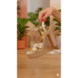 LUCKY COLLECTİON kadın Çapraz Bantlı 13cm Topuklu Platformlu Abiye Gelinlik Ayakkabısı