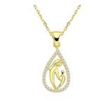 Lucky Gümüş Gold Damla Anne Çocuk Kolyesi