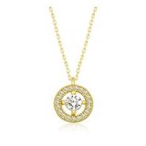 Lucky Gümüş Gold Minimal Yuvarlak Tektaş Kadın Kolye