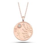 Lucky Gümüş Rose Opal Beyaz Taşlı Ay Güneş Kadın Kolye