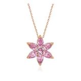 Lucky Gümüş Rose Pembe Çiçek Kolye