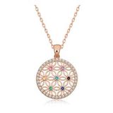 Lucky Gümüş Rose Renkli Taşlı Yaşam Çiçeği Kadın Kolye
